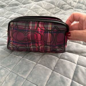 Coach Pink and Black Signature Pouch small makeup bag